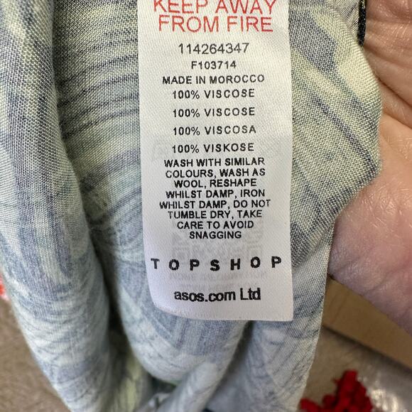 Topshop Psychedelic Satin Slip Midi Sleeveless Open Back Side Slit Womens Dress - Picture 15 of 15